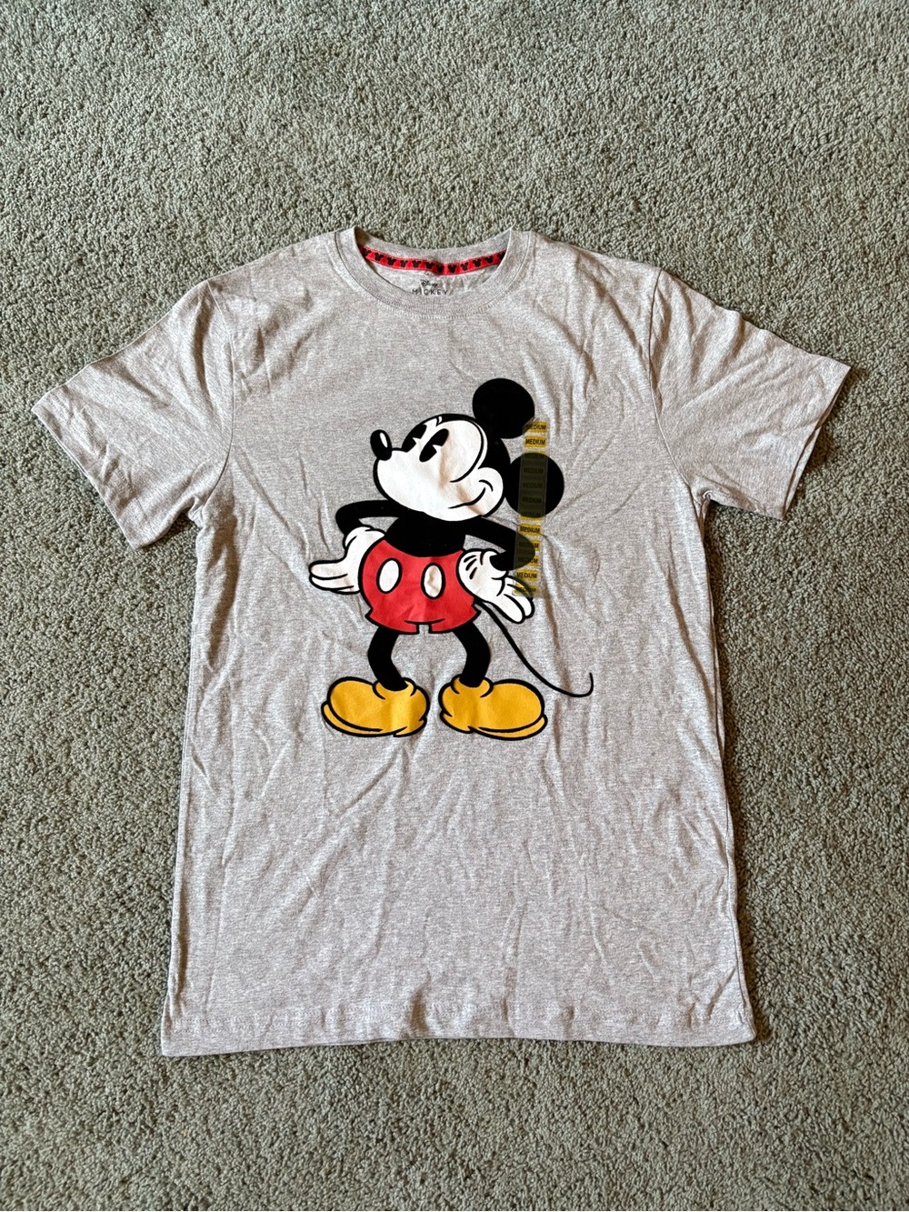 Disney Mickey Mouse Graphic T Shirt Mens Size M Gray Short Sleeve Crewneck NWT